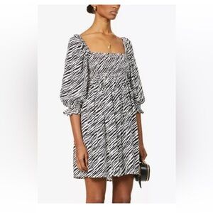 Faithfull the Brand Black and White Long Sleeve Dress